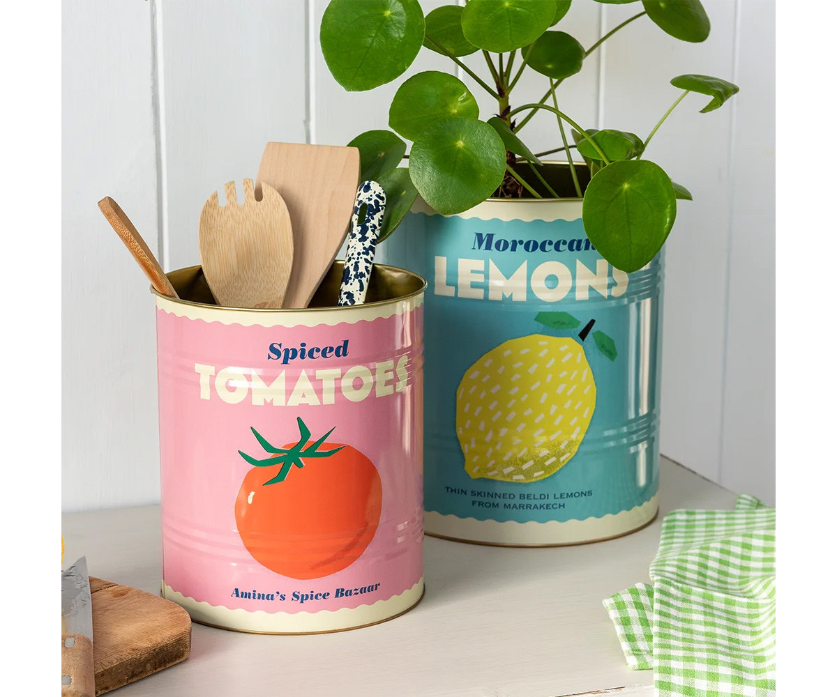 2 Recipienti in Metallo XL Lemon & Tomato