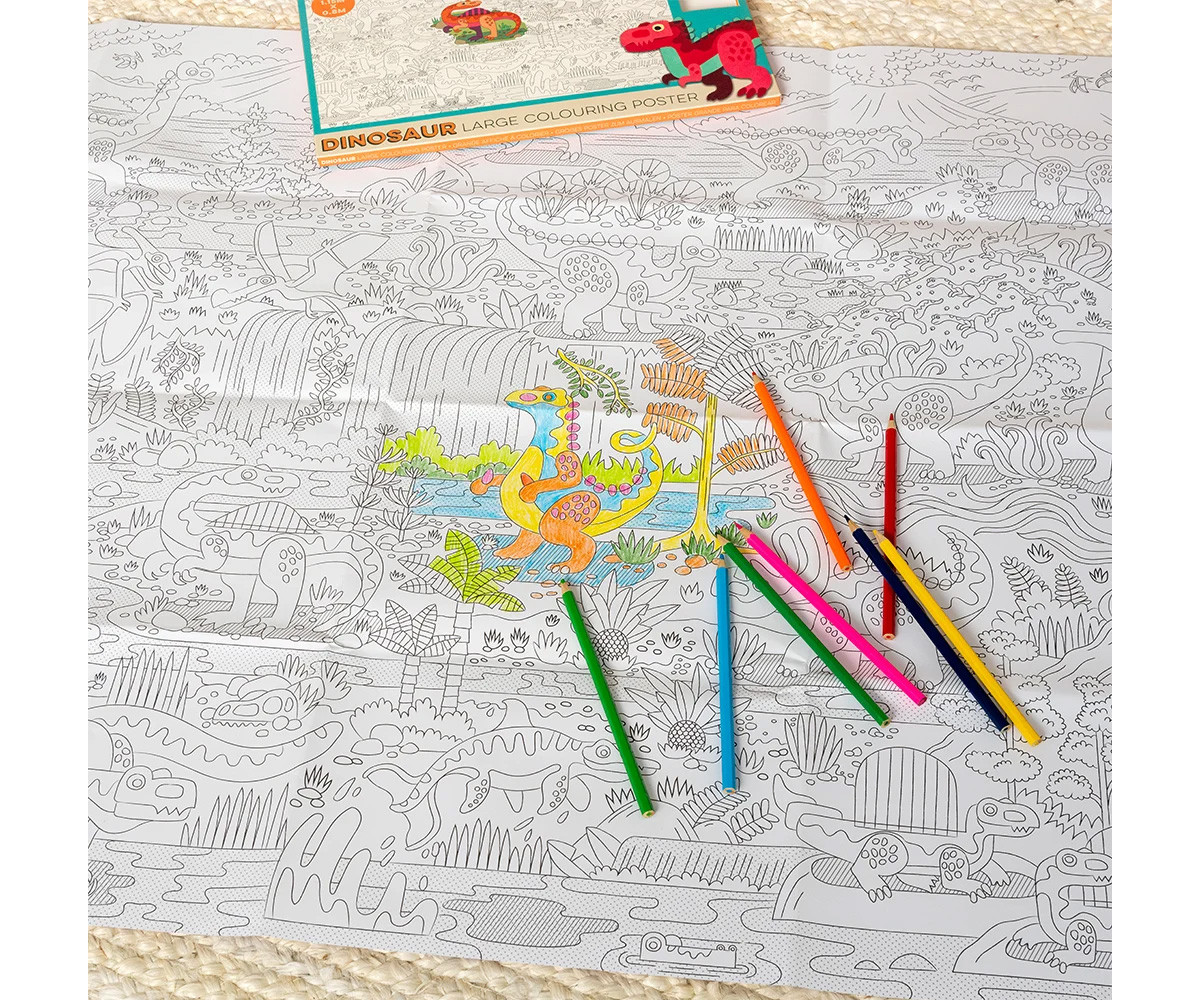 Poster da Colorare Baby Dinos con Matite