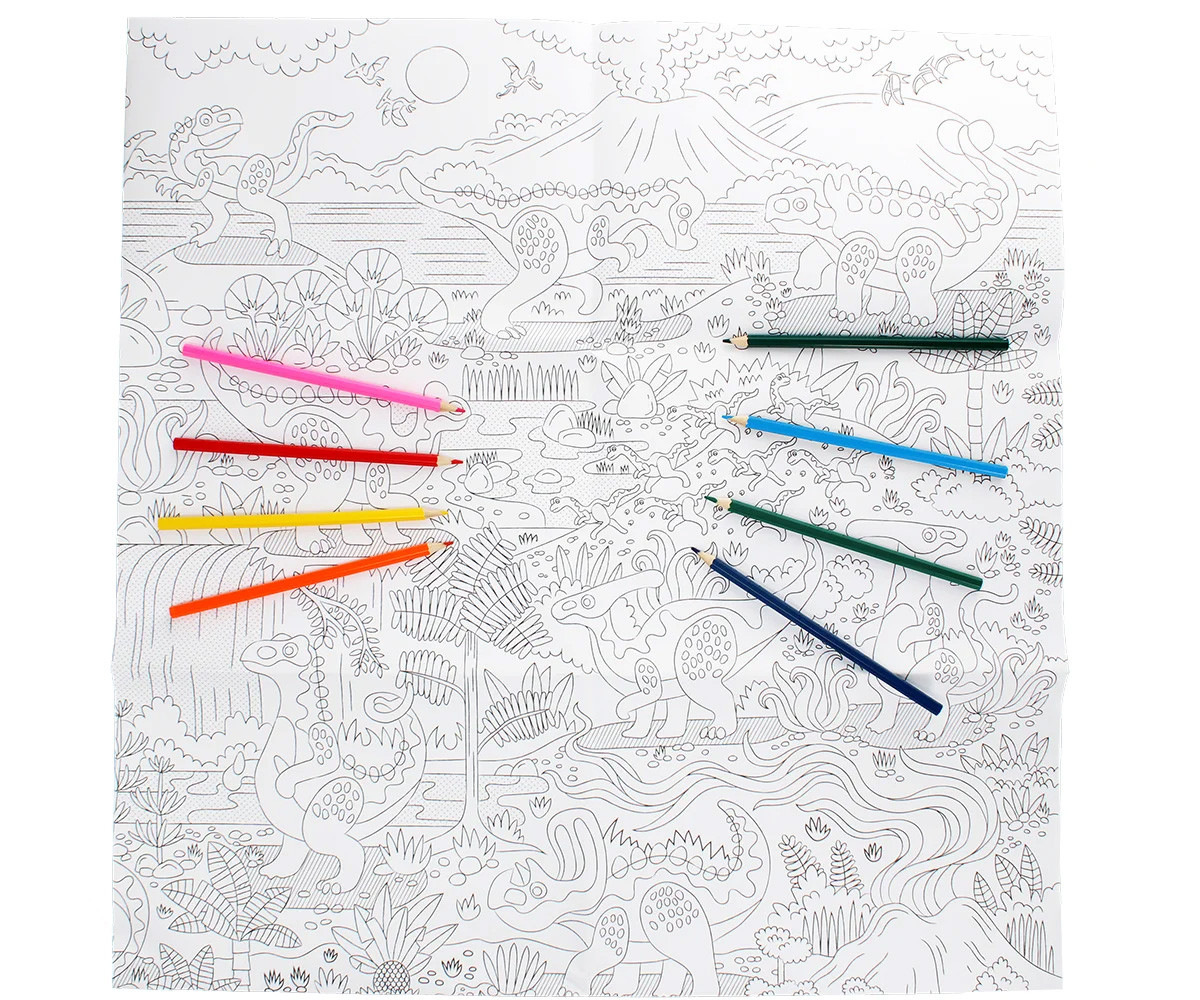 Poster da Colorare Baby Dinos con Matite