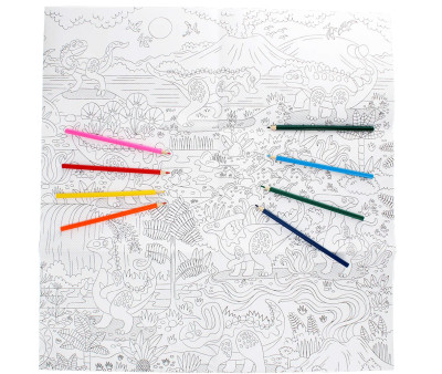 Poster da Colorare Baby Dinos con Matite