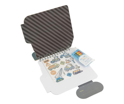 Cuaderno con Pegatinas y Crayones Construction
