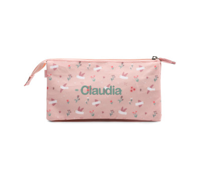 Trousse à 3 Compartiments Blossom Birds Personnalisable