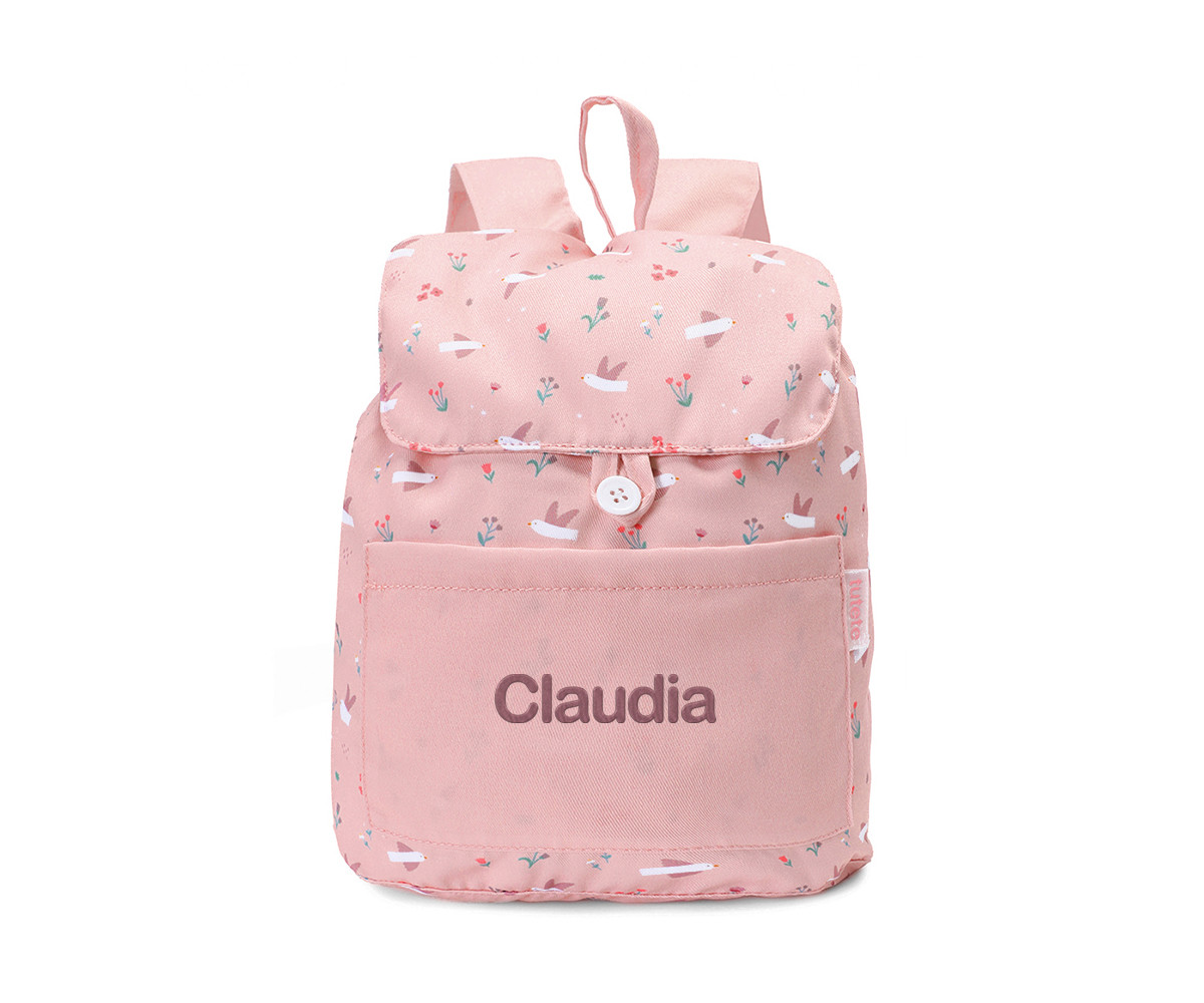 Mochila Tela Pequeña Blossom Birds Personalizable