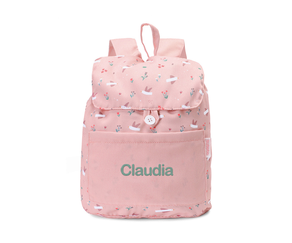 Mochila Tela Pequeña Blossom Birds Personalizable