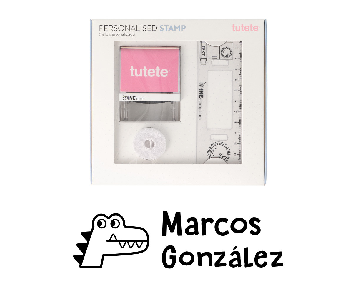 Timbro per tessuti Personalizzato Coccodrillo + Nastro Capi Scuri