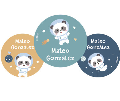 Pack 3 Distintivi Personalizzati Pandas in Space