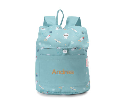 Mochila Tela Pequeña Pandas in Space Personalizable