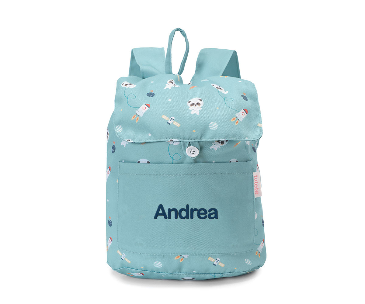 Mochila Tela Pequeña Pandas in Space Personalizable