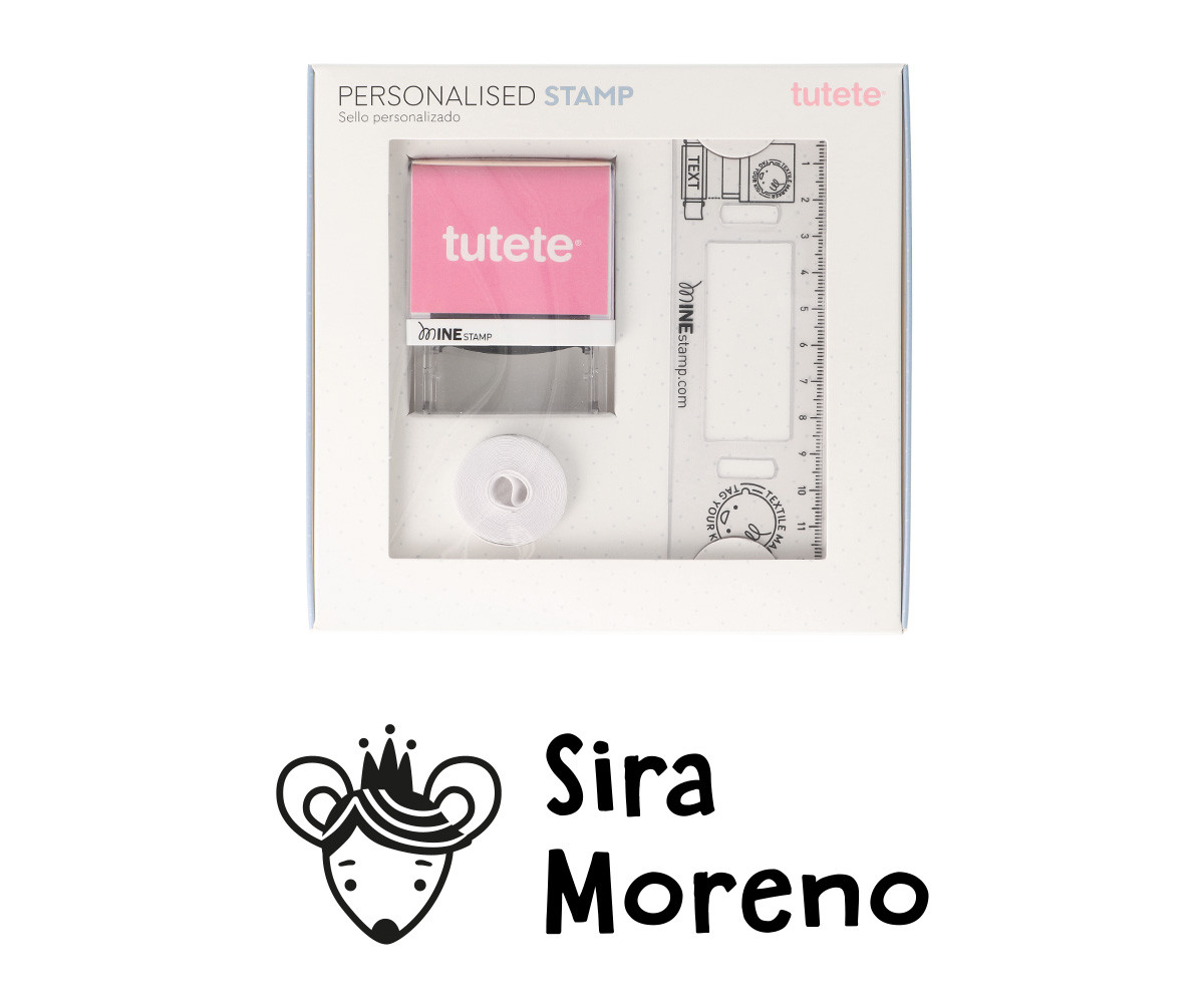 Timbro per tessuti Personalizzato Little Mouse + Nastro Capi Scuri