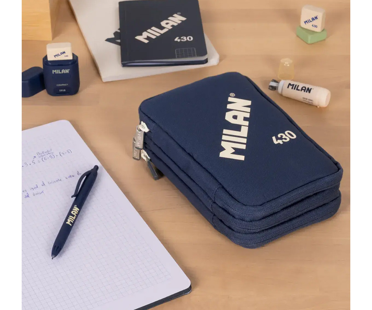 Astuccio Plumier Triplo Completo Blu MILAN 430 since 1918