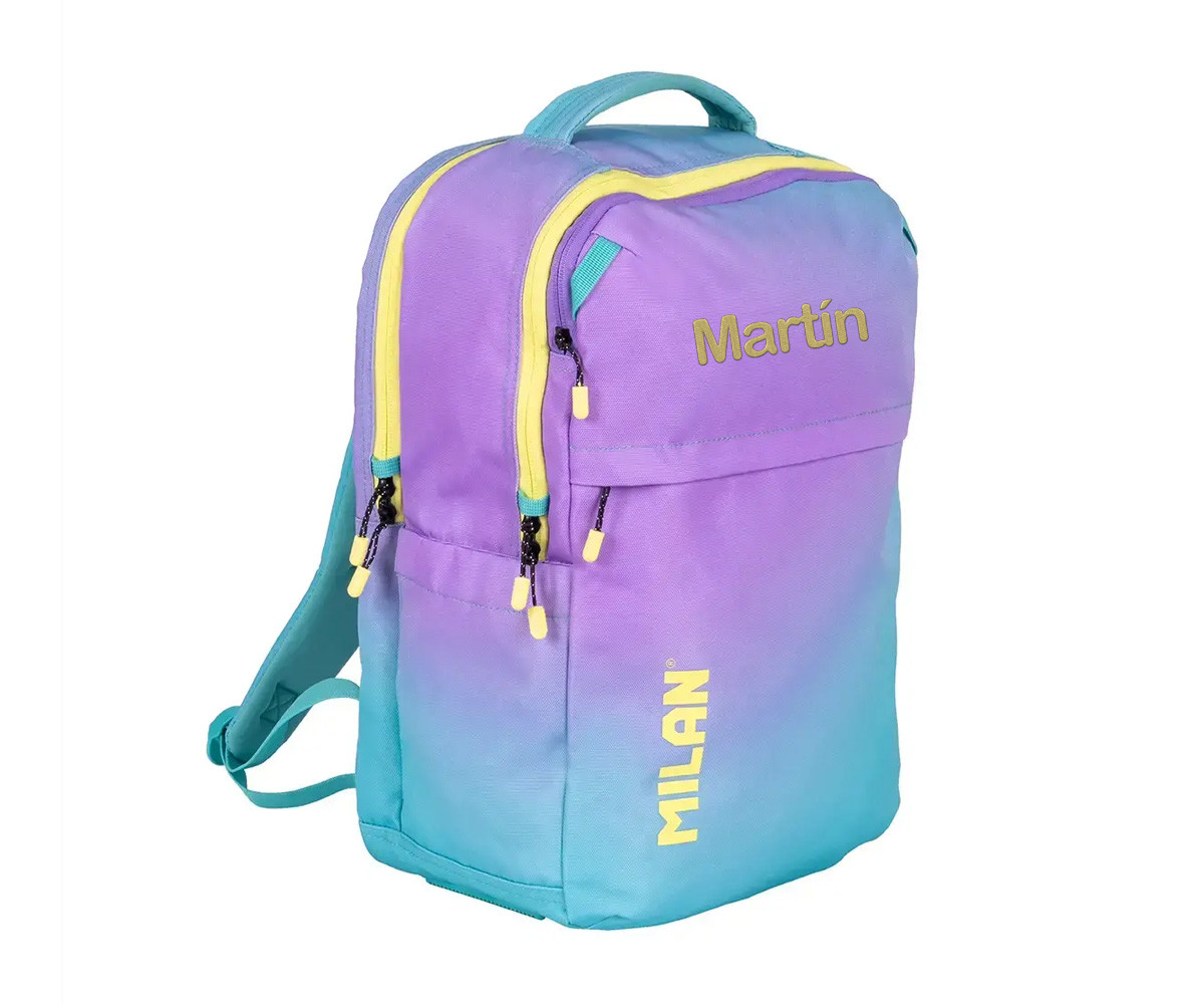 Mochila Escolar Sunset Turquesa Personalizable