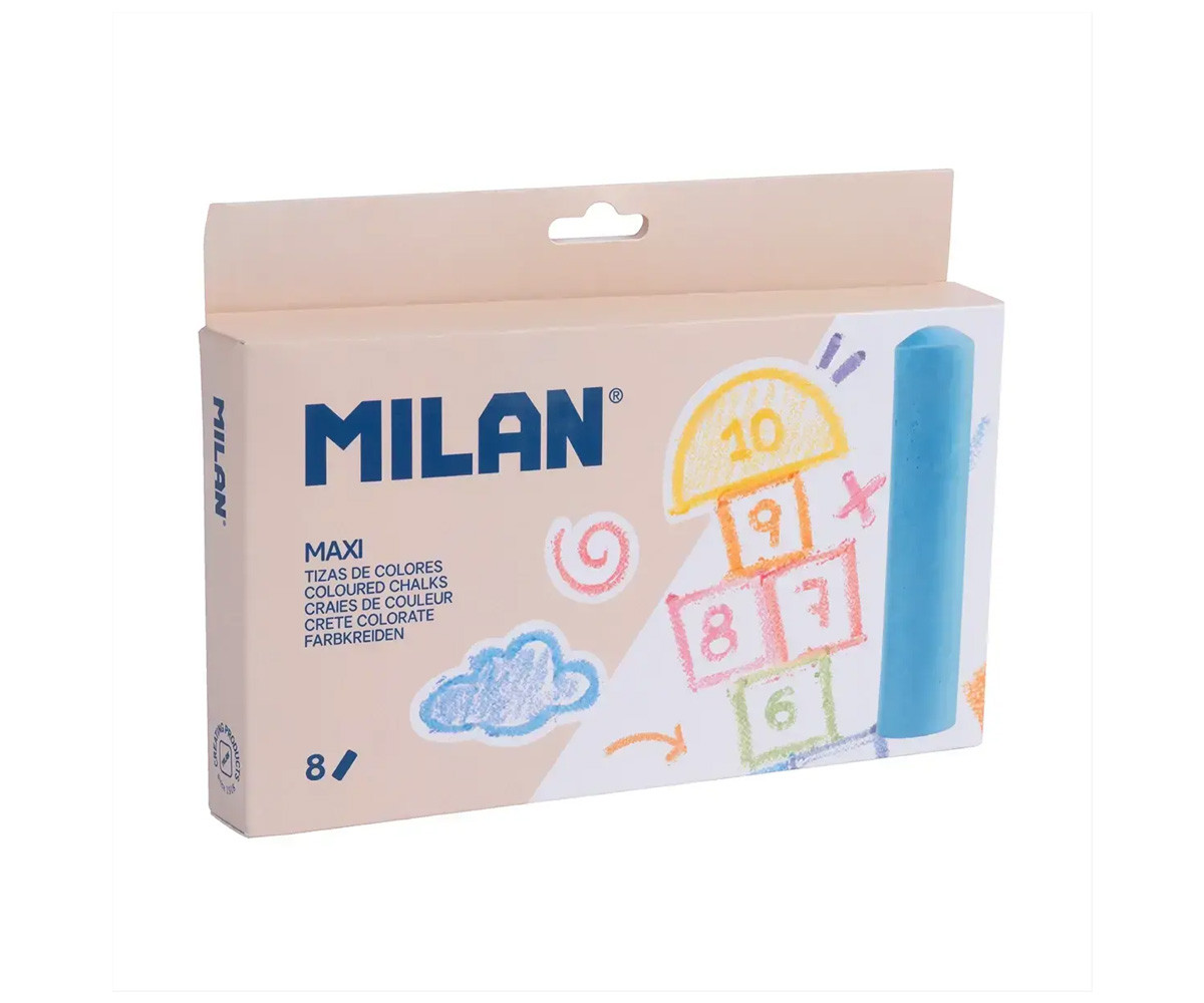 Scatola da 8 gessetti colorati MAXI per Lavagna ed Esterno