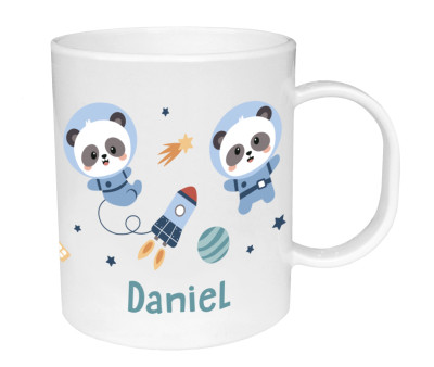 Tazza Plastica Personalizzata Tutete Pandas in Space