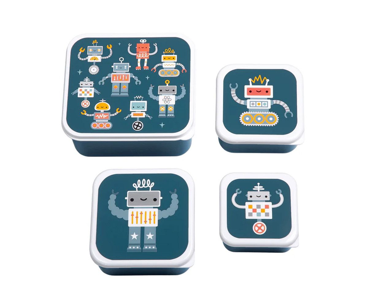 4 Cajitas Almuerzo y Snacks Robots