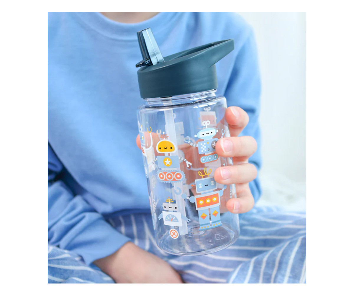 Botella Tritán con Pajita Personalizable Robots 450ml