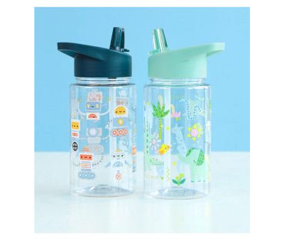 Botella Tritán con Pajita Personalizable Robots 450ml