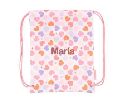 Mochila Saco Corazones Personalizable