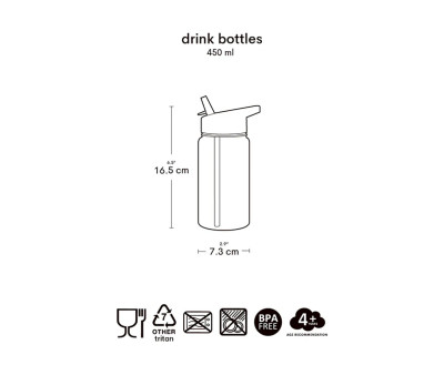 Botella Tritán con Pajita Corazones 450ml
