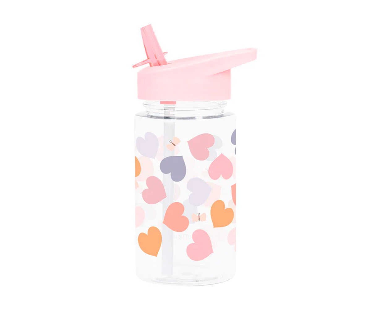 Botella Tritán con Pajita Corazones 450ml