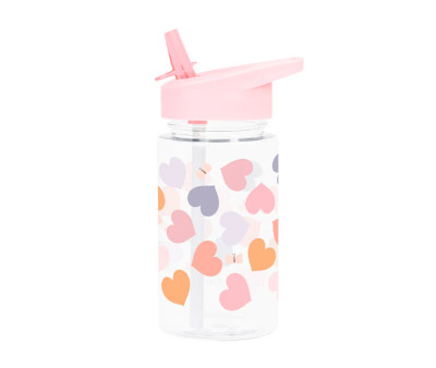 Botella Tritán con Pajita Corazones 450ml