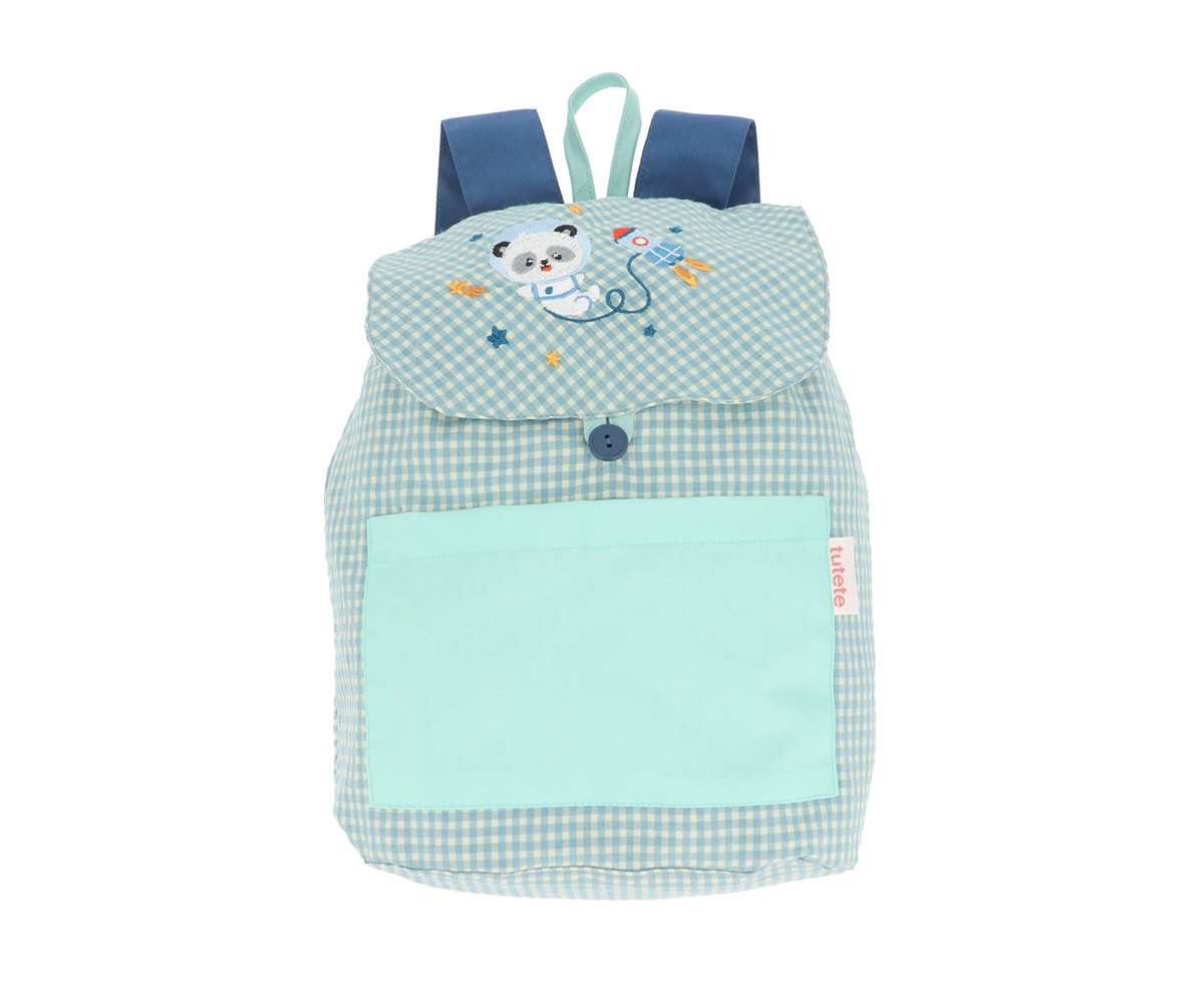 Mochila Pequeña Vichy Pandas in Space Personalizable