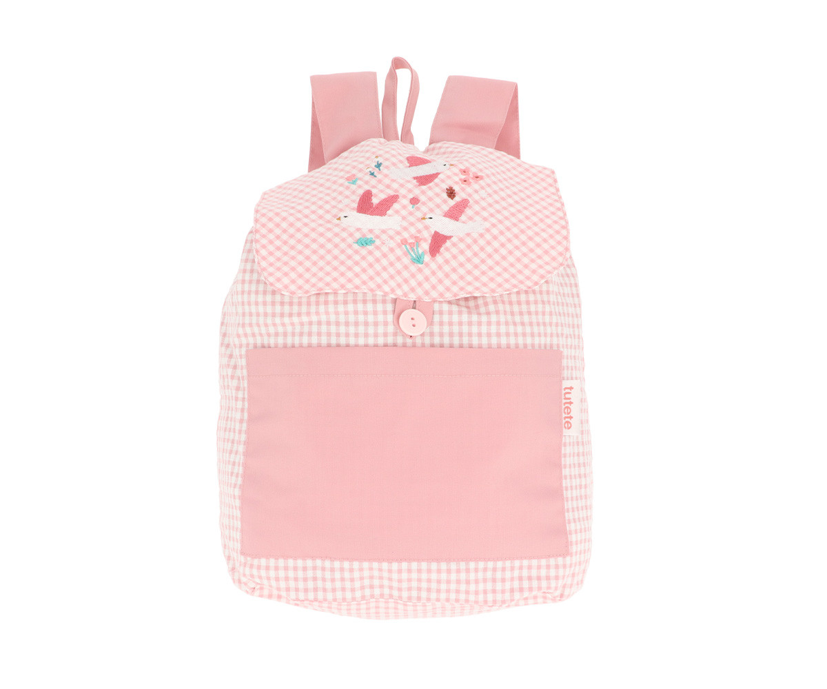 Mochila Pequeña Vichy Blossom Birds Personalizable