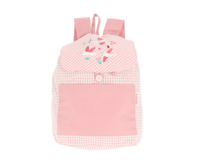 Mochila Pequeña Vichy Blossom Birds Personalizable