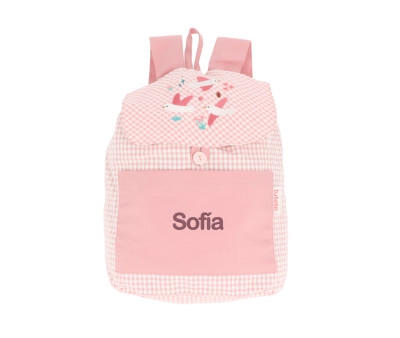 Mochila Pequeña Vichy Blossom Birds Personalizable