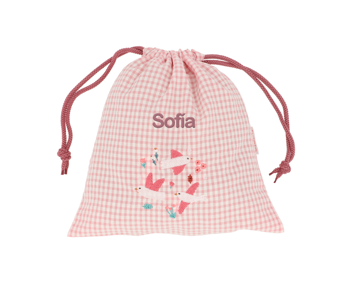 Sacca Merenda Vichy Blossom Birds Personalizzabile