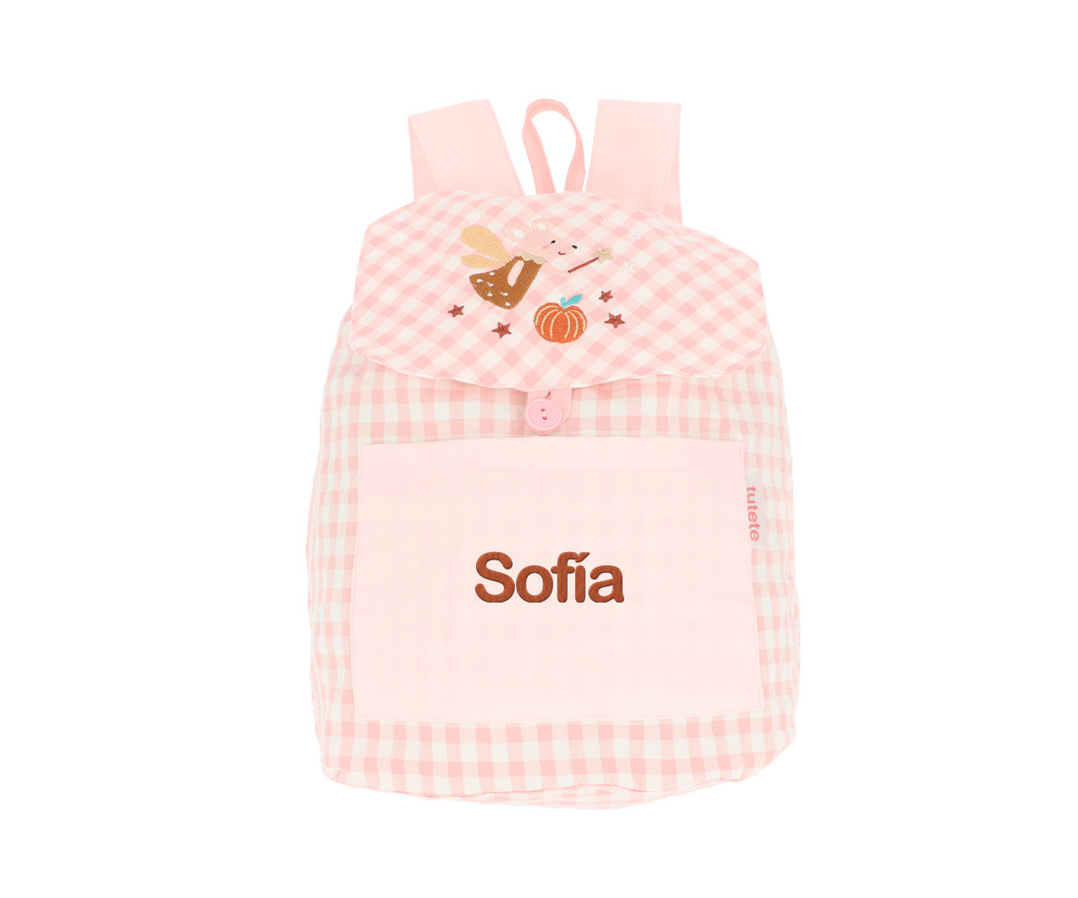 Mochila Pequeña Vichy Mouse Fairies Personalizable