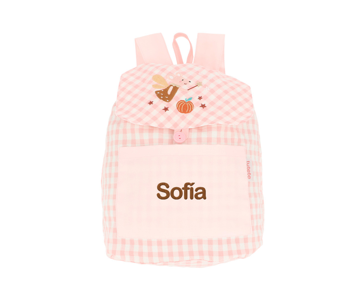 Mochila Pequeña Vichy Mouse Fairies Personalizable