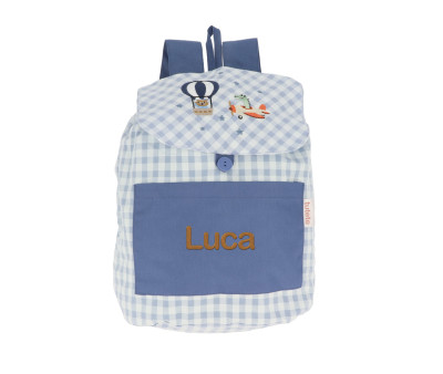 Mochila Pequeña Vichy Planes Personalizable