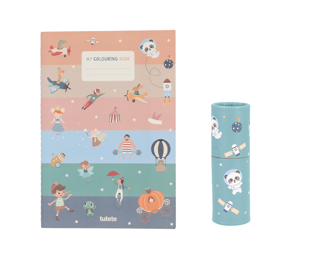 Libretto da Colorare Tutete + Pastelli Pandas in Space