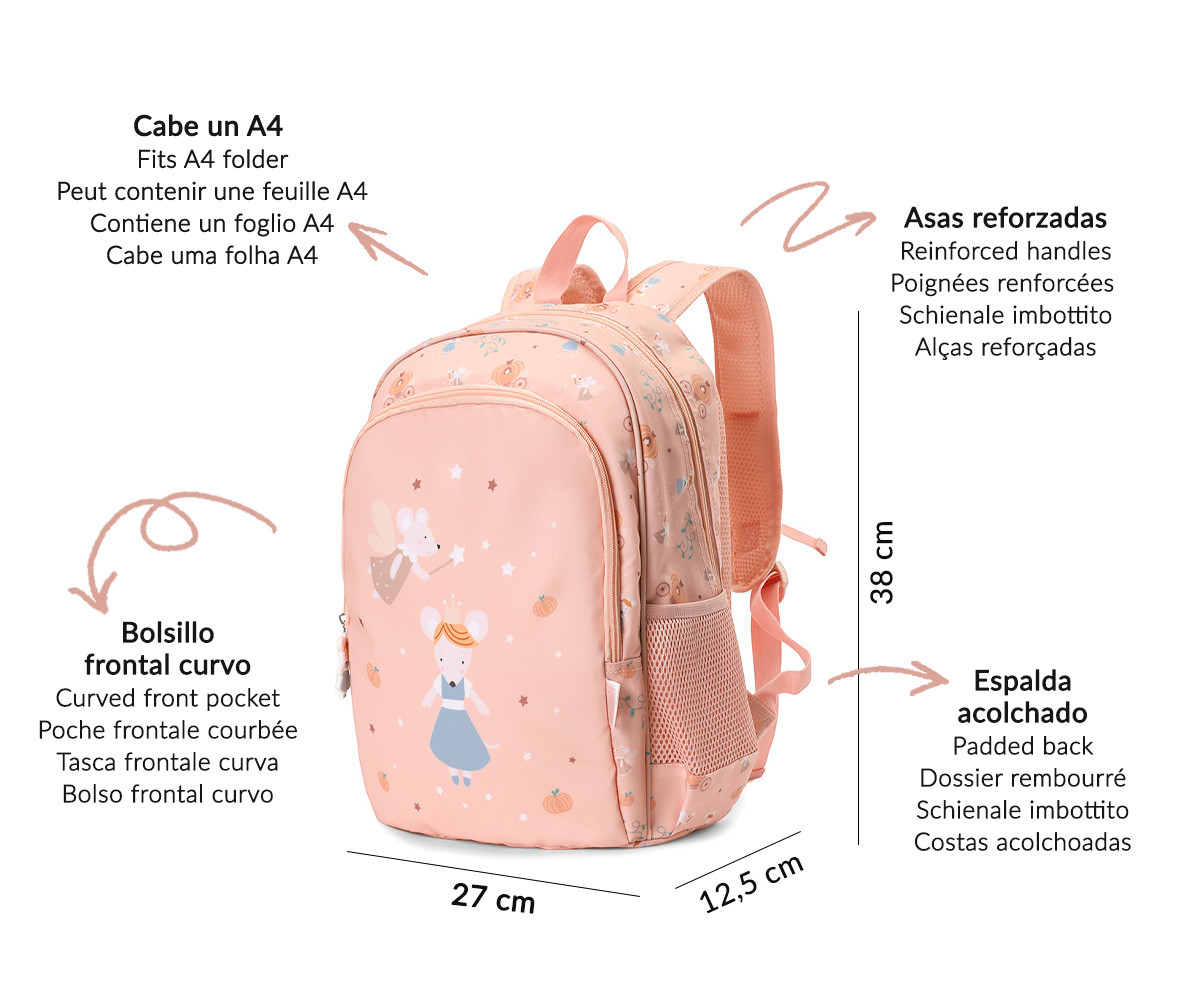 Mochila média  + Chaveiro Personalizável Mouse Fairies