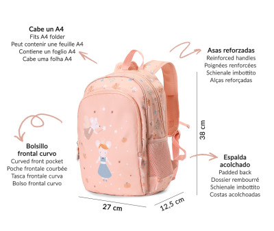 Mochila média  + Chaveiro Personalizável Mouse Fairies