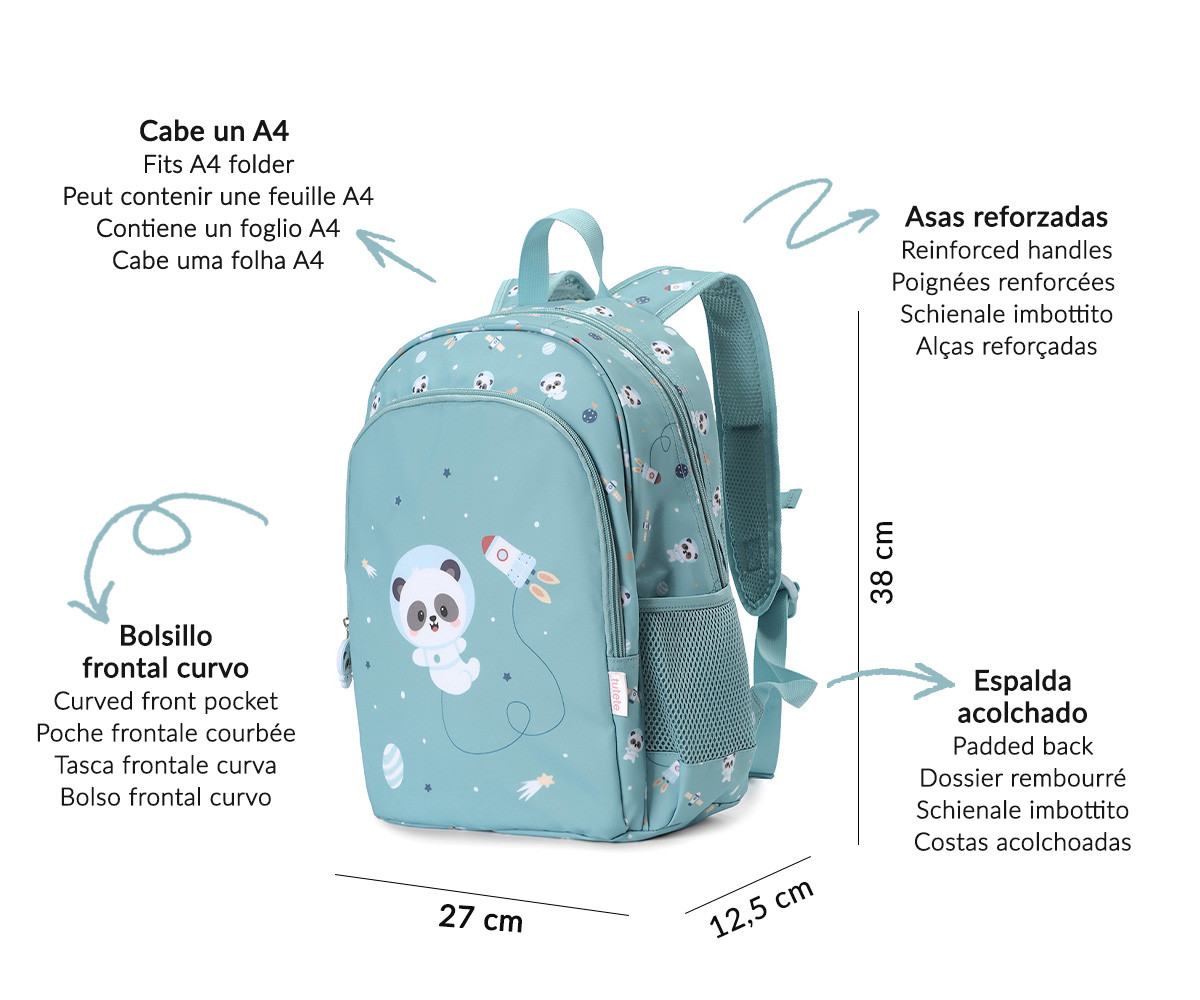Mochila Mediana Pandas in Space + Llavero Personalizable