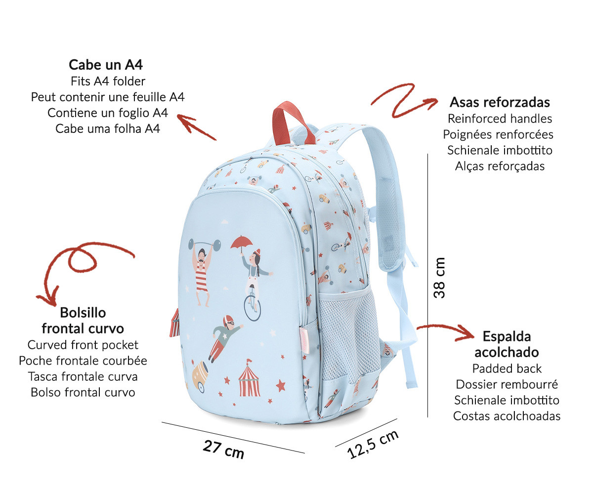 Mochila Mediana Circus Show + Llavero Personalizable