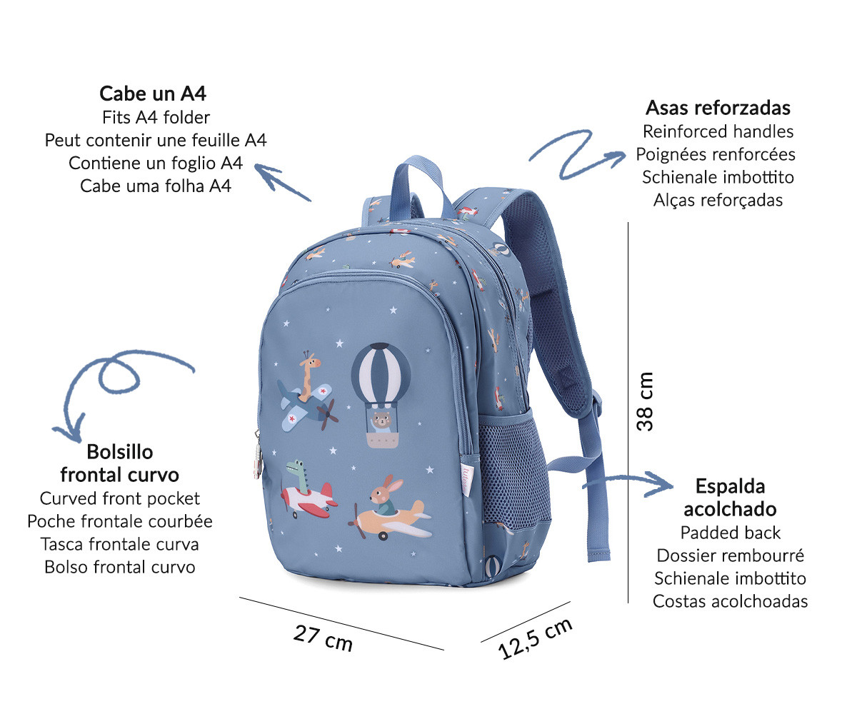 Mochila Mediana Planes + Llavero Personalizable