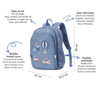 Mochila Mediana Planes + Llavero Personalizable