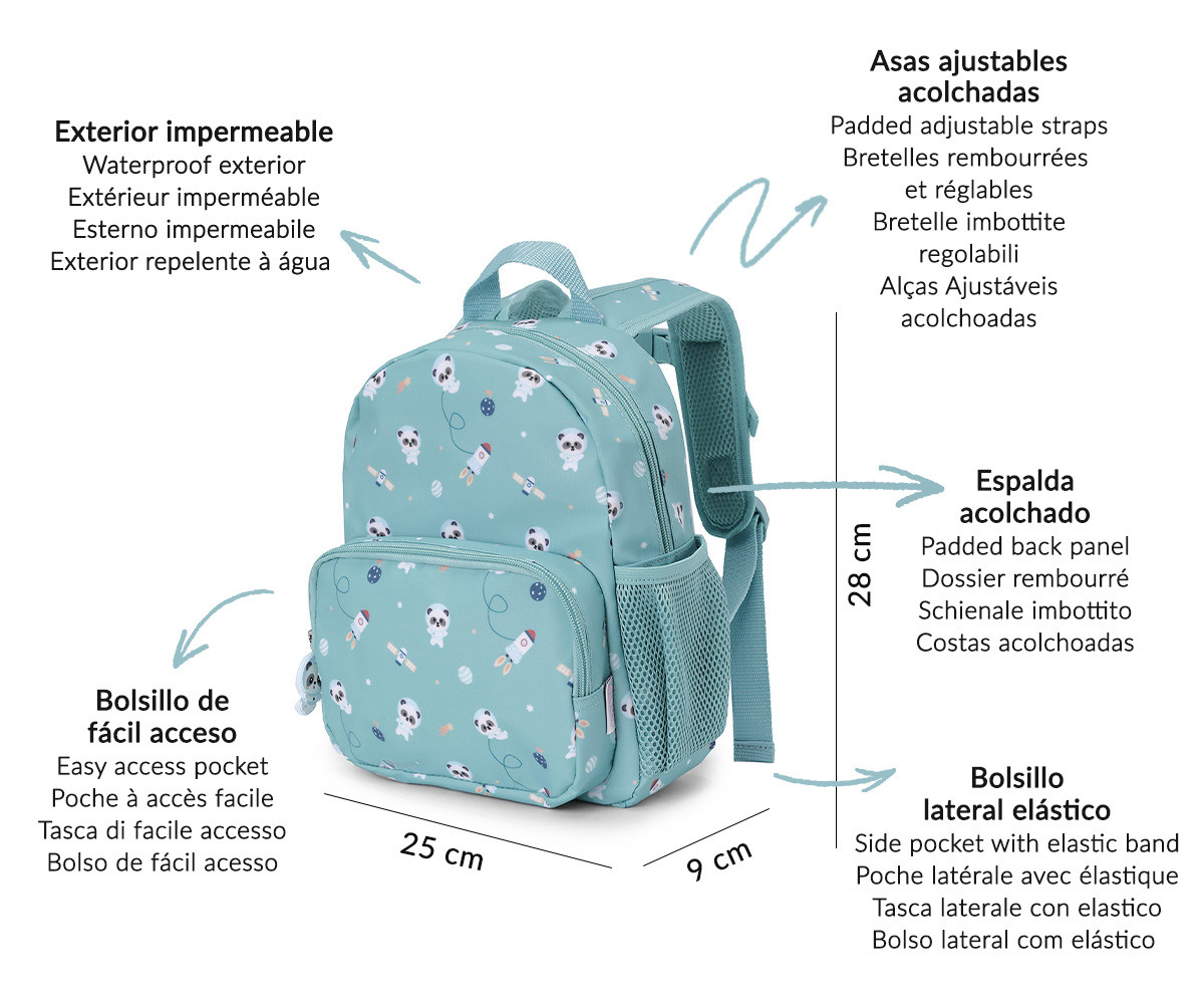 Sac à Dos Maternelle Pandas in Space Personnalisable