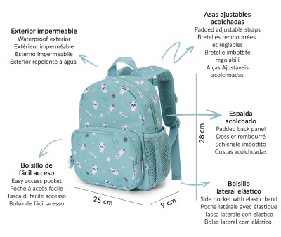 Sac à Dos Maternelle Pandas in Space Personnalisable