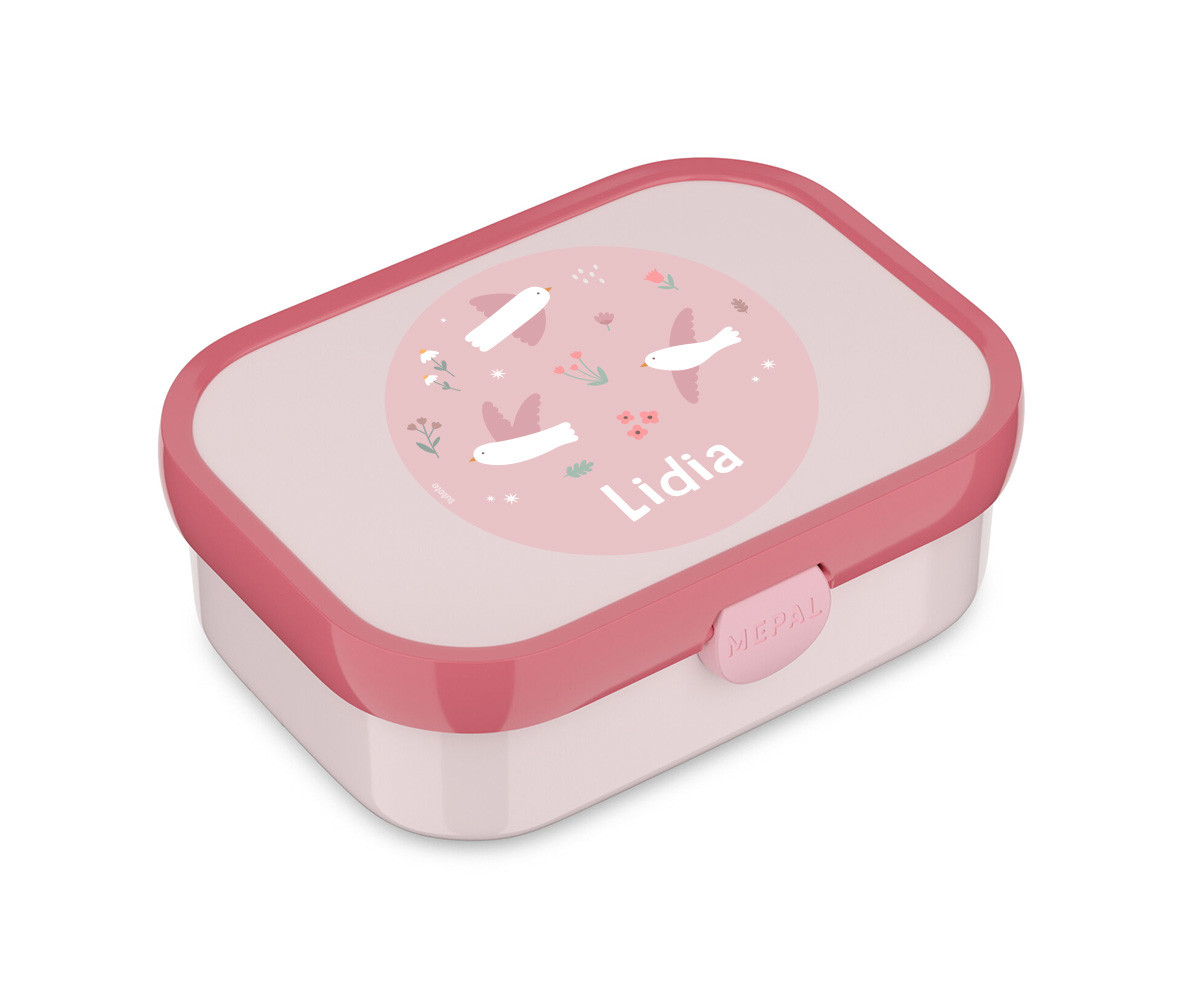 Midi Lunch Box Campus Cool Blue + Etichetta Blossom Birds Personalizzata