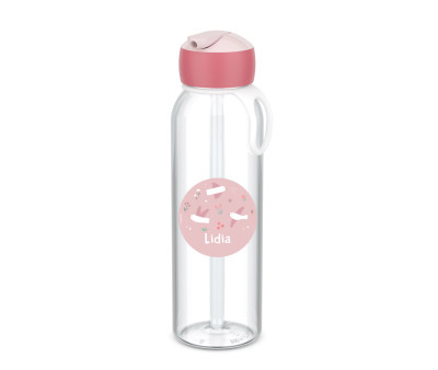 Botella Campus Flip-Up Personalizada Cool Pink 500ml Blossom Birds