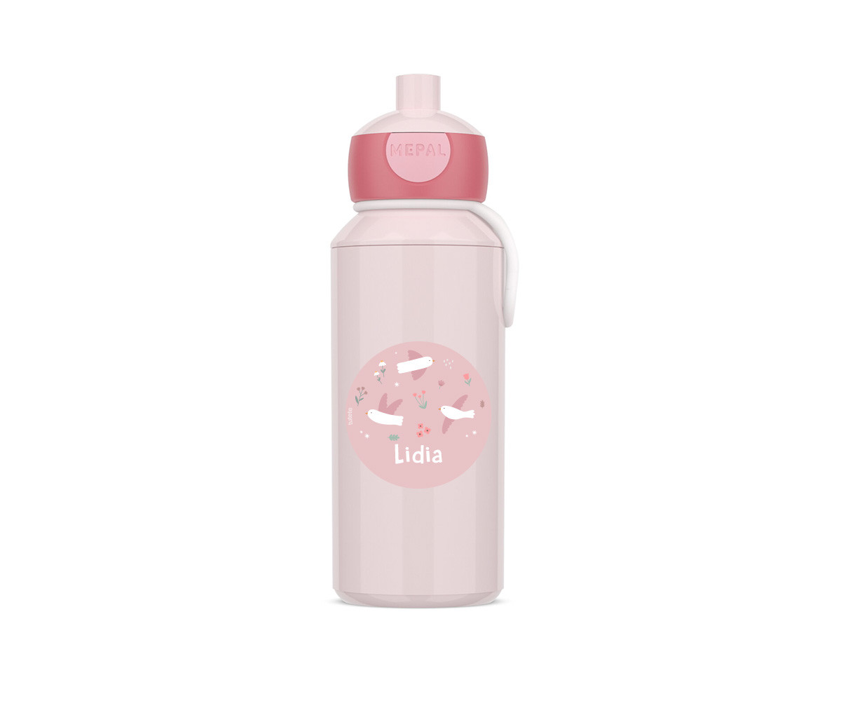 Botella Campus Pop-Up Personalizada Tutete Cool Pink 400ml Blossom Birds