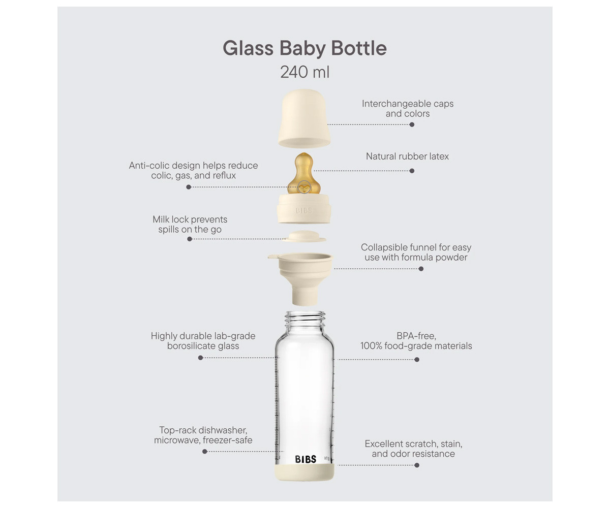 Biberón Cristal BIBS Boheme Sage 240ml