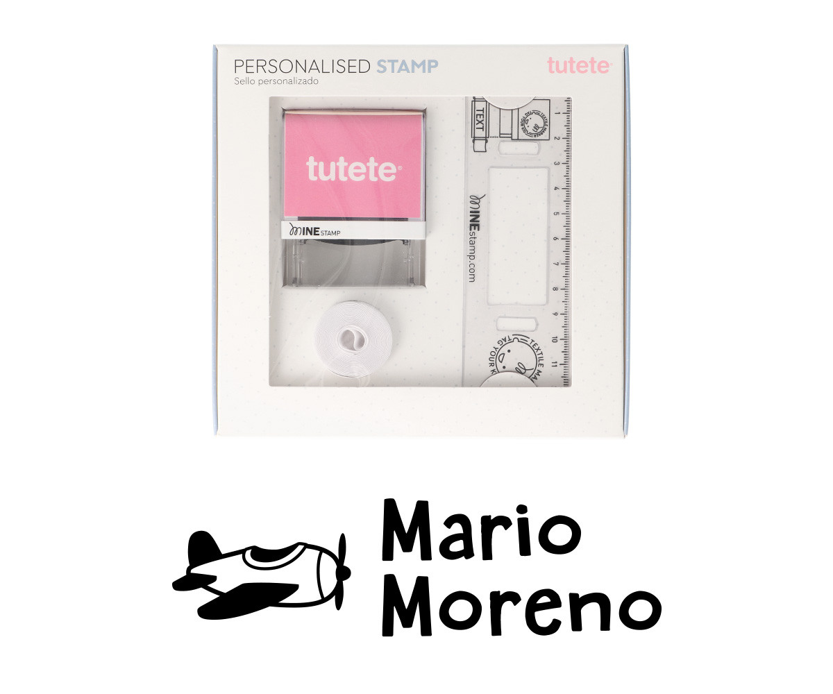 Timbro per tessuti Personalizzato Aereo + Nastro Capi Scuri