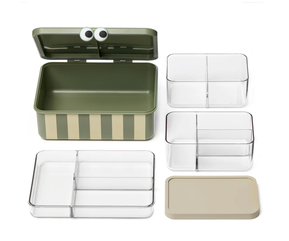 Bento Box con 3 Vassoi Rimovibili Green