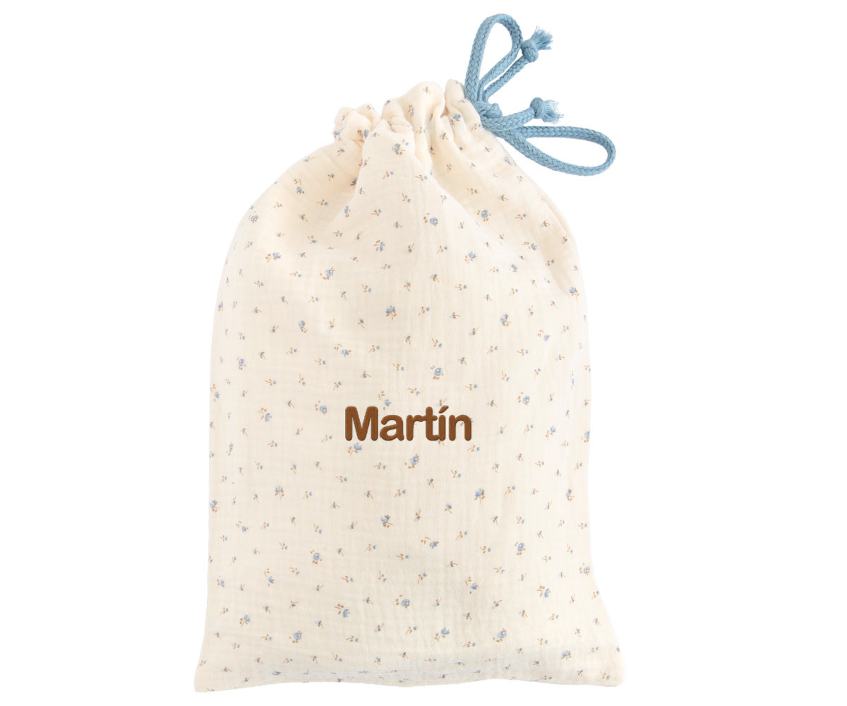 Borsa Merenda Blue Flowers Personalizzabile