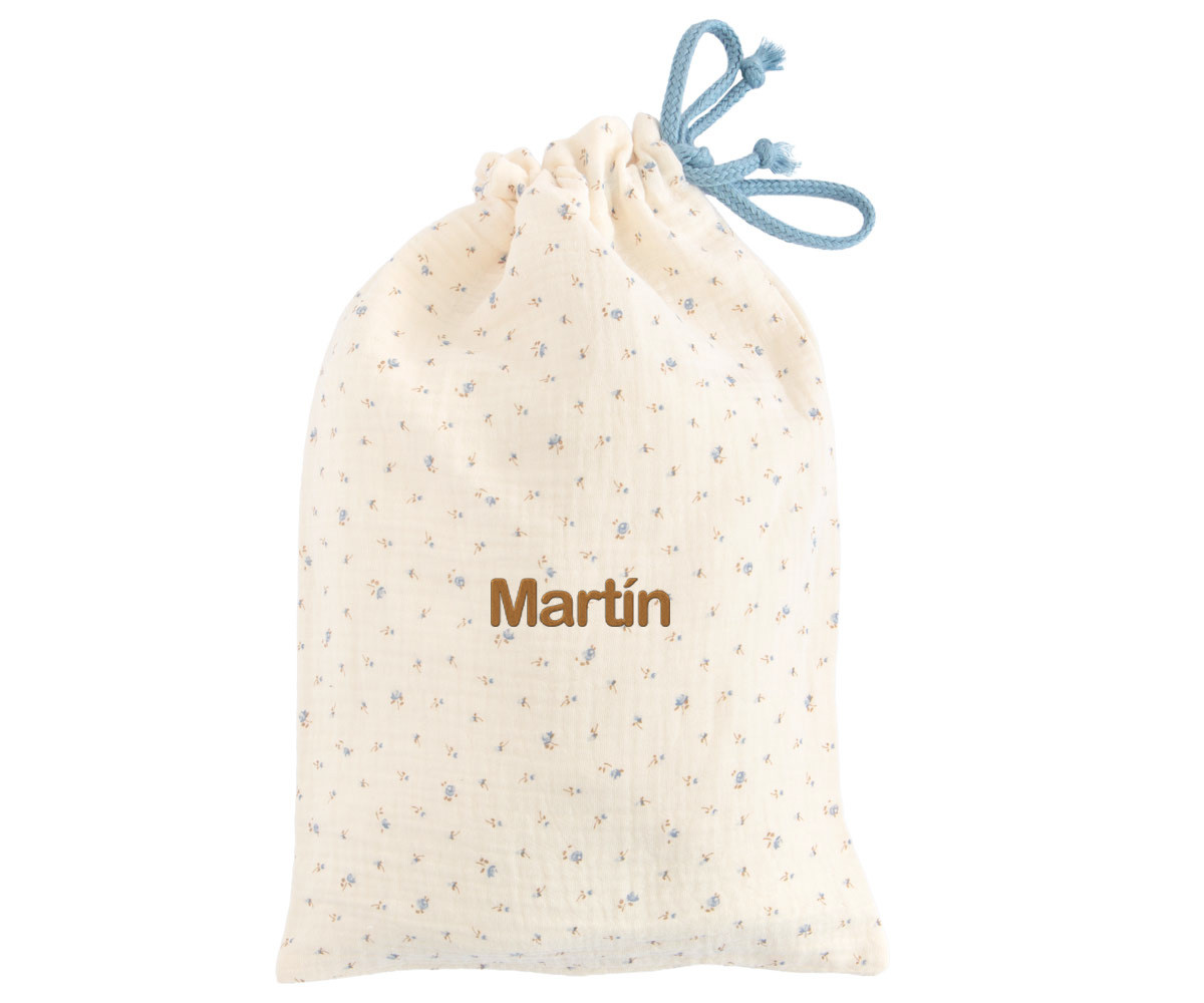 Borsa Merenda Blue Flowers Personalizzabile