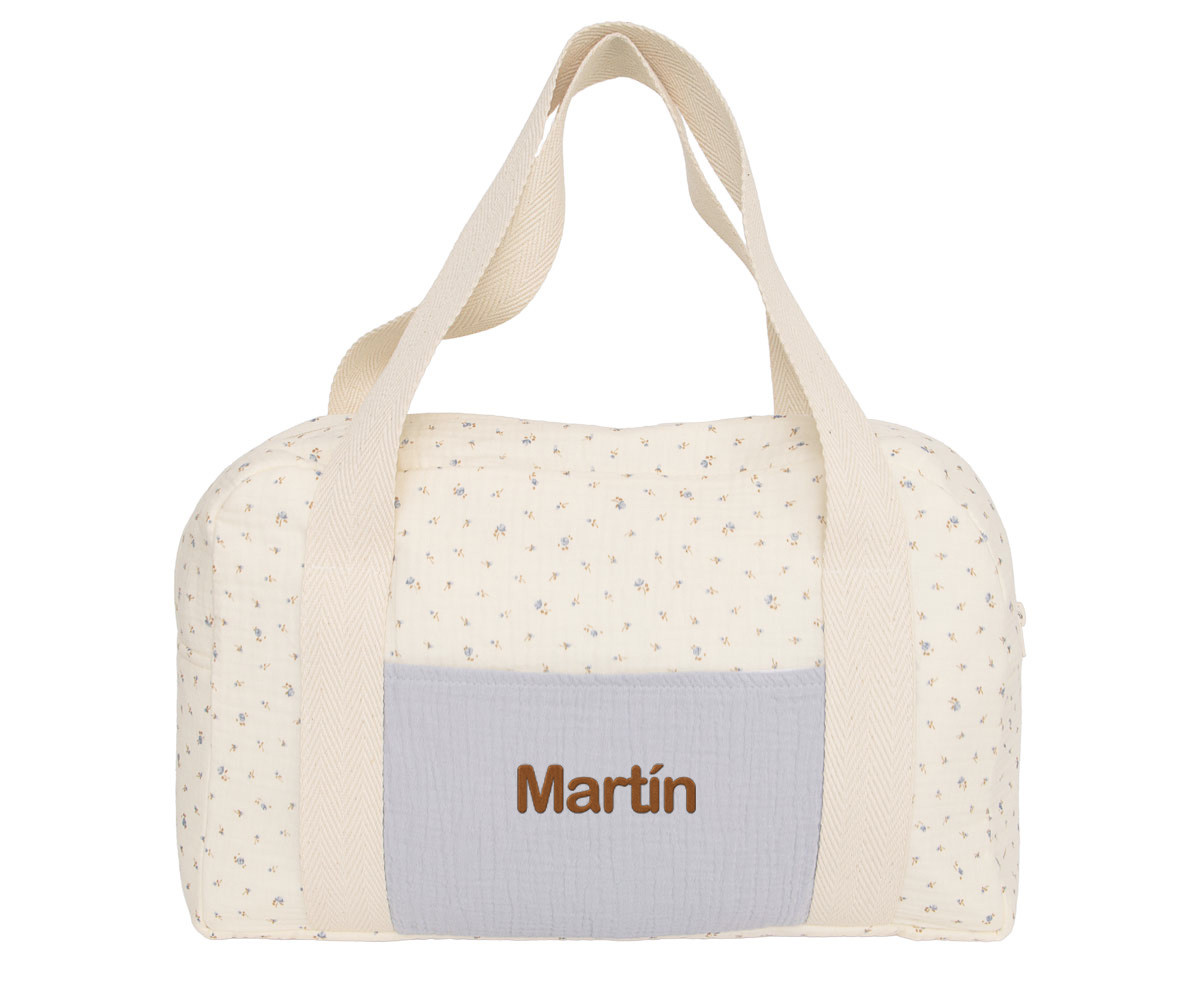 Borsa Sportiva Blue Flowers Personalizzabile